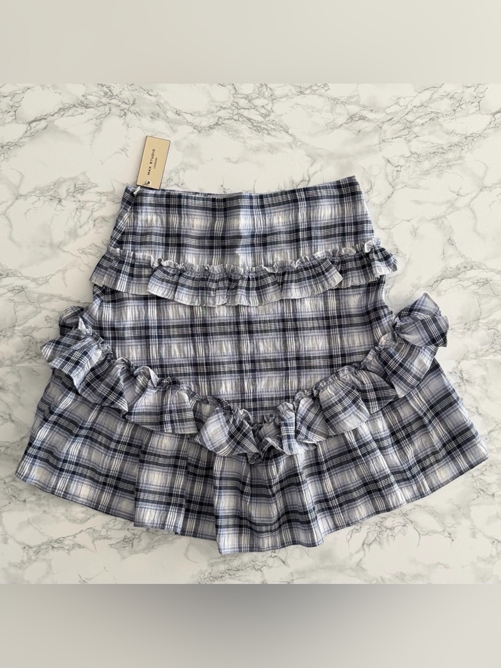 Max Studio Ruffled Plaid Skirt - Picture 2 of 3